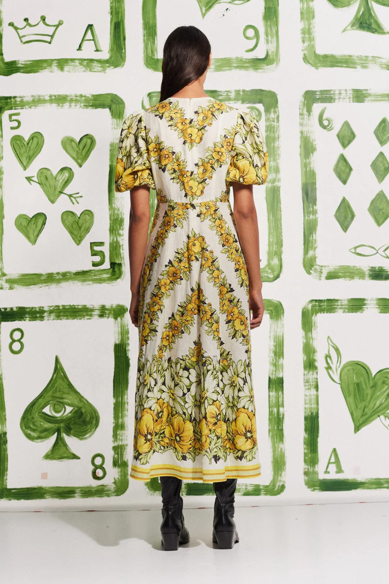 Sofía® | Yellow Round Neck Maxi Dress With Floral Print - Image 2