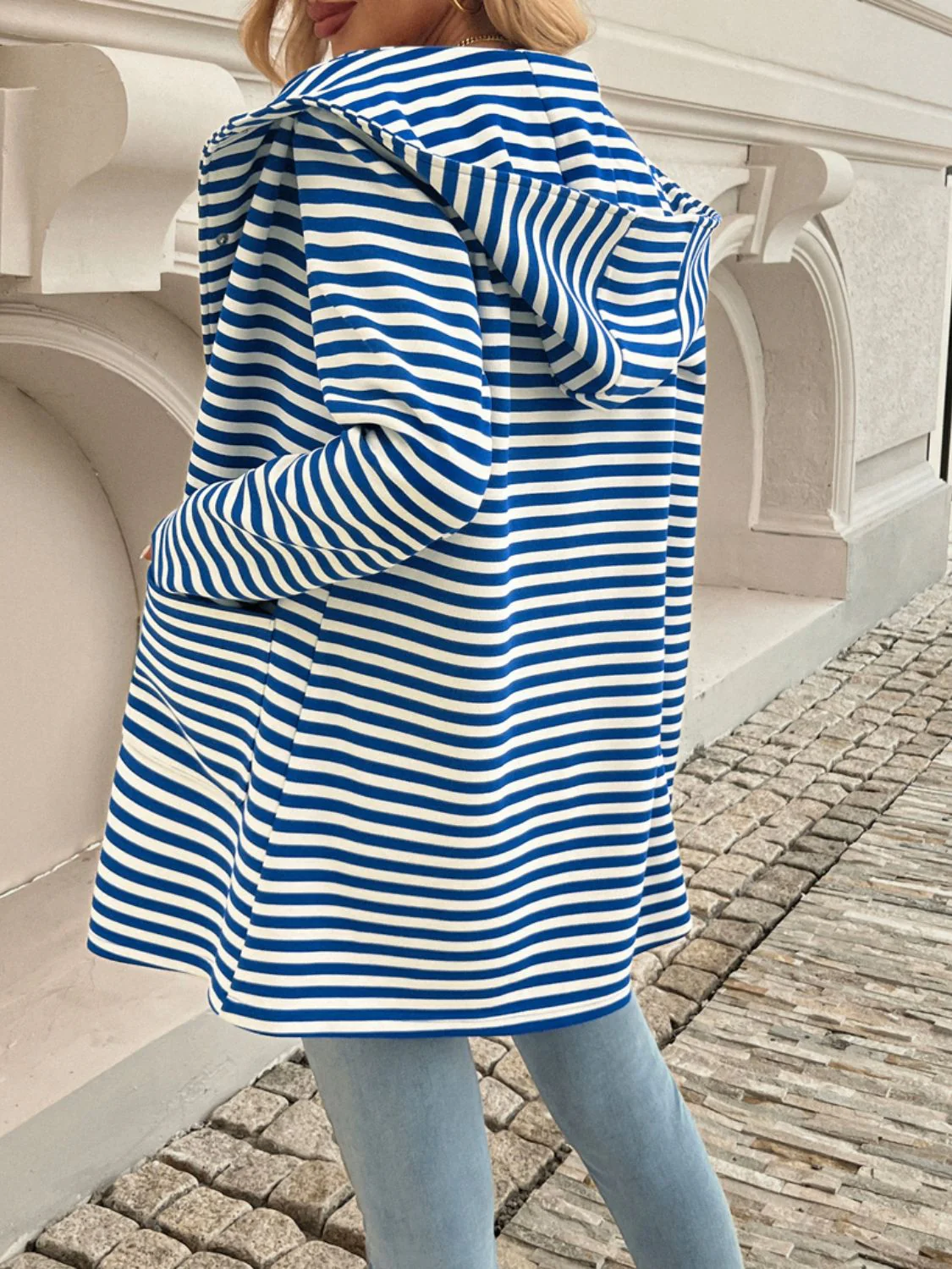 Solveig | Striped long sleeve hooded outerwear - Image 11