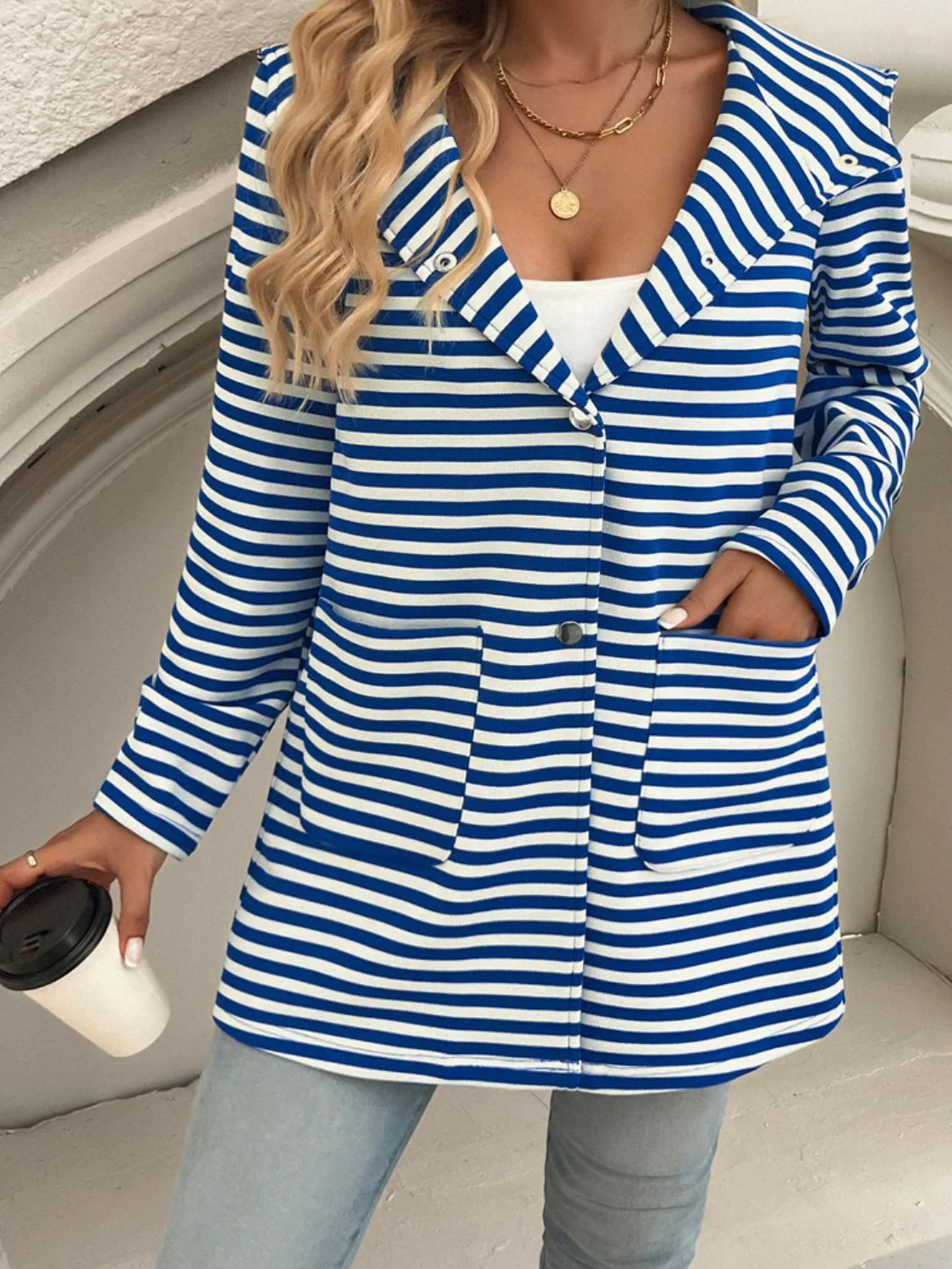 Solveig | Striped long sleeve hooded outerwear - Image 12
