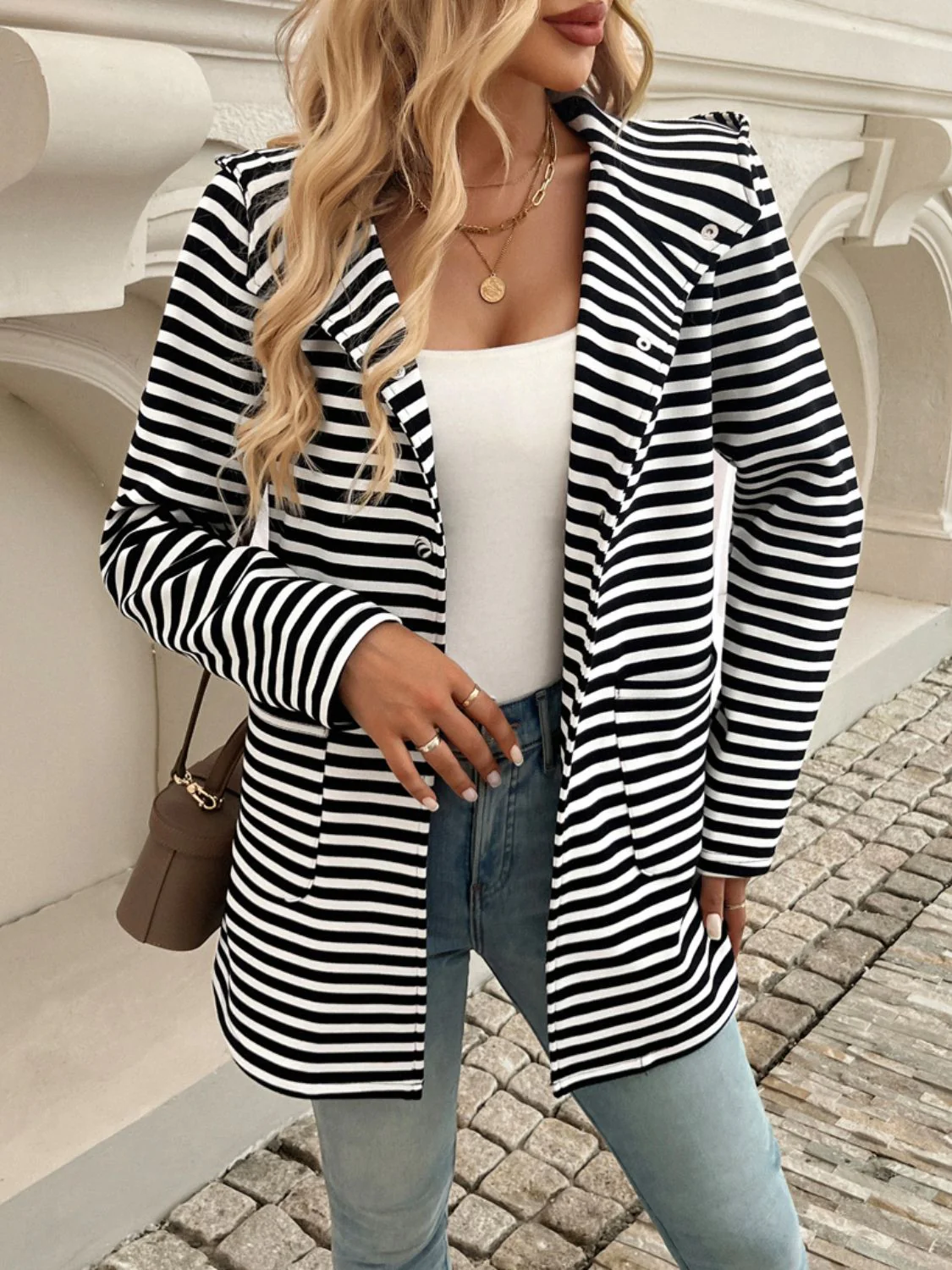 Solveig | Striped long sleeve hooded outerwear - Image 7