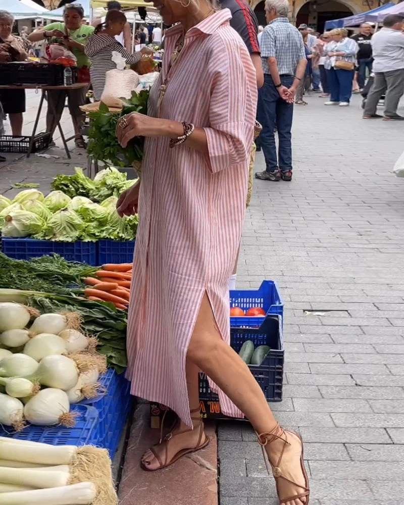 Sonia® | Striped Casual Dress With Cuffs And Slits - Image 2