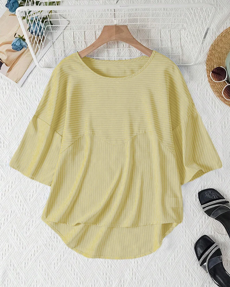 Soraya® | Striped Round-Neck Blouse With Half-Length Sleeves - Image 7