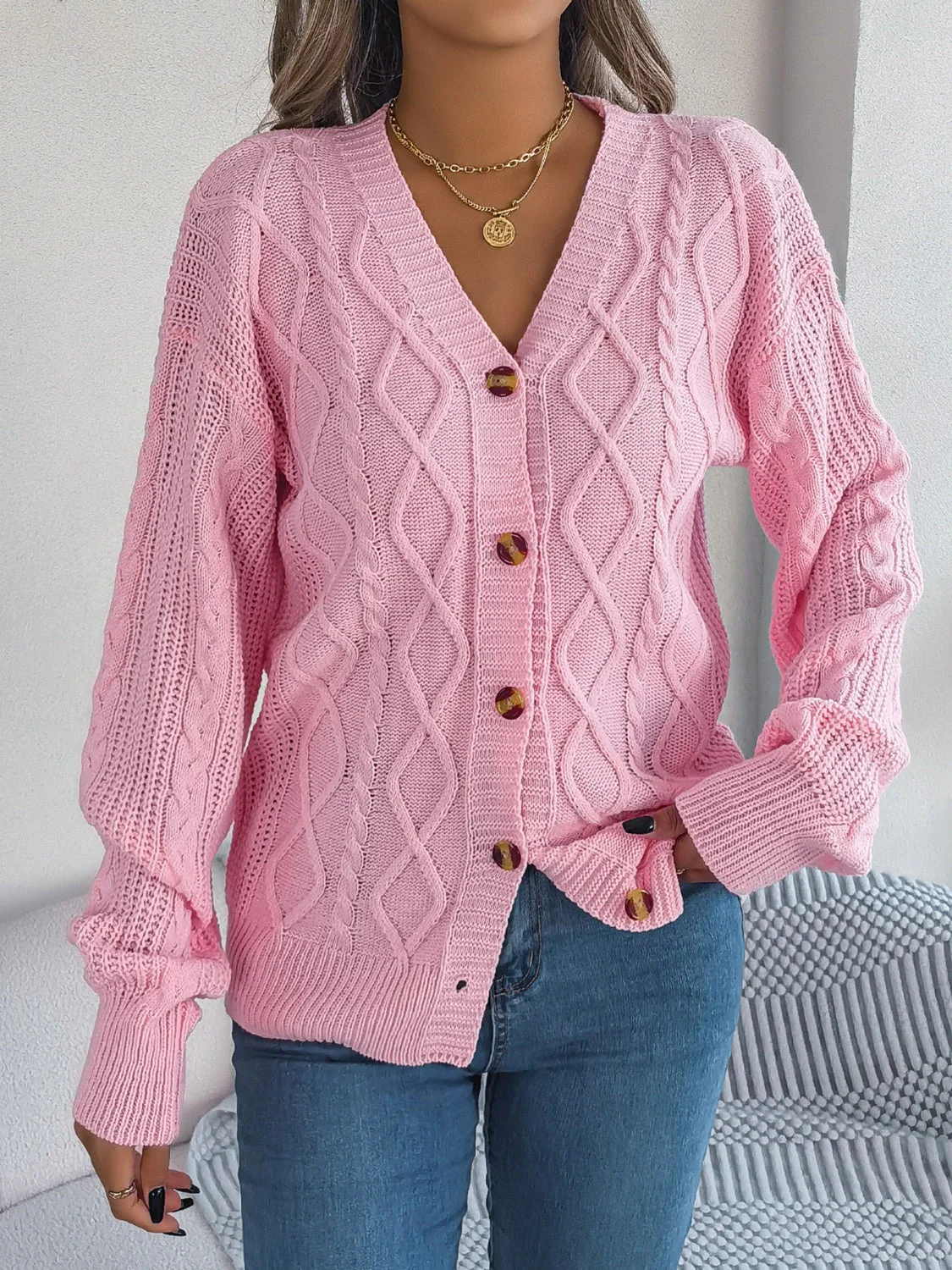 Stefanie | Cable knit cardigan with long sleeves