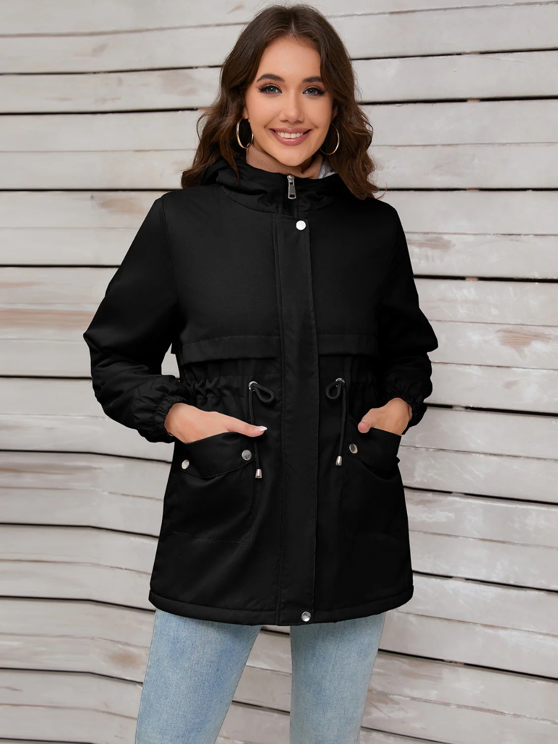 Stefanie | Hooded jacket with drawstring and long sleeves - Image 11