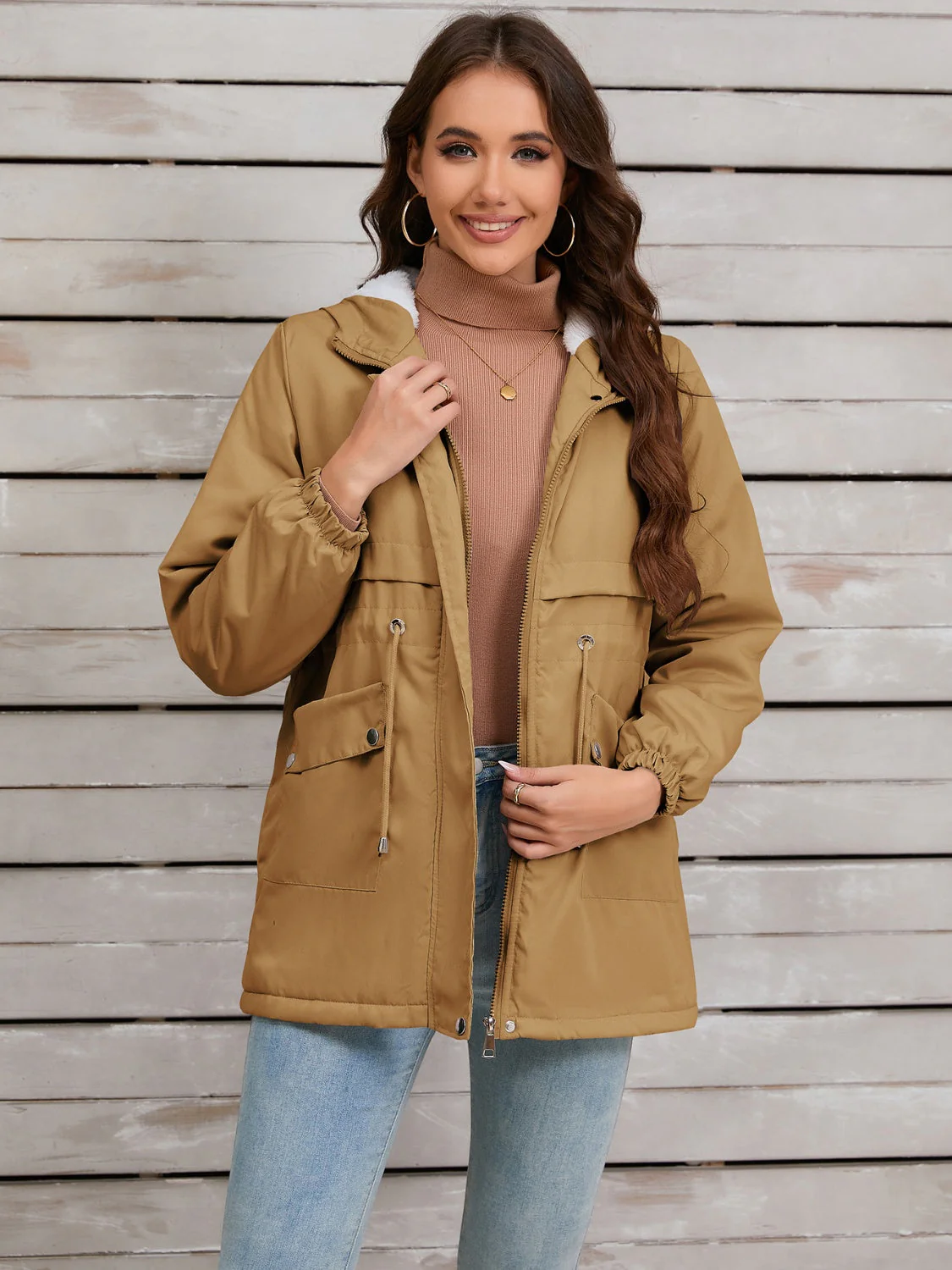 Stefanie | Hooded jacket with drawstring and long sleeves - Image 13