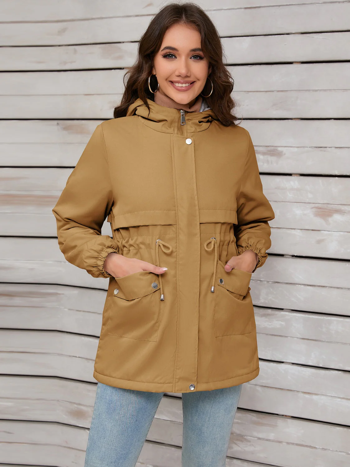 Stefanie | Hooded jacket with drawstring and long sleeves - Image 17
