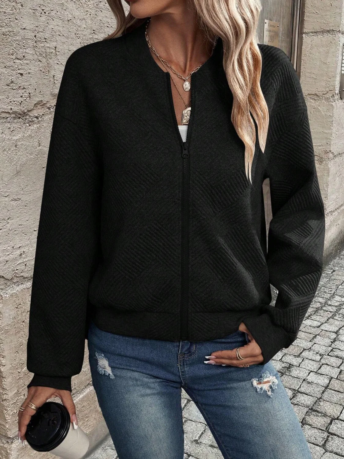 Stefanie | Structured long sleeve jacket with zip fastening - Image 12