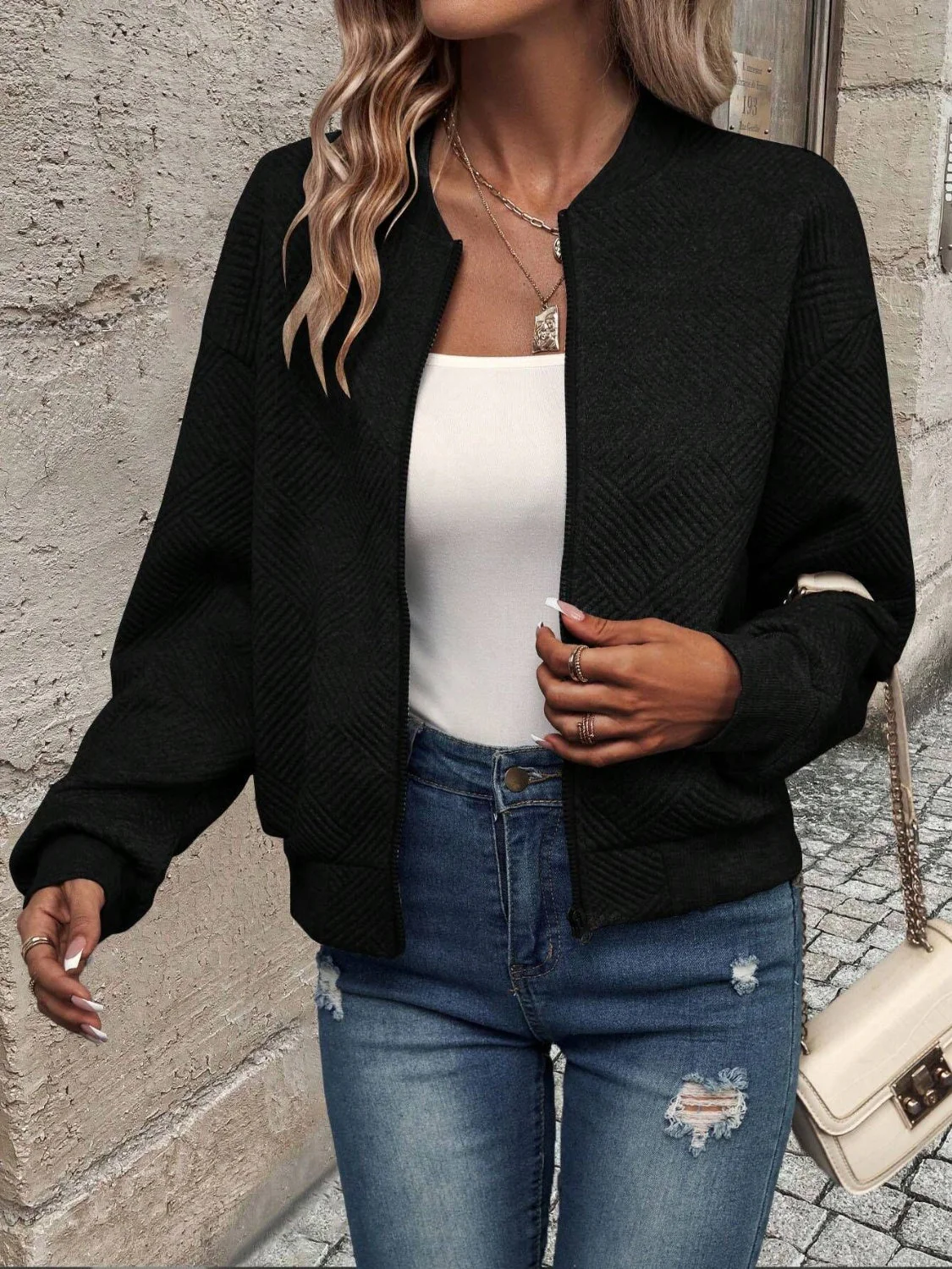 Stefanie | Structured long sleeve jacket with zip fastening - Image 16