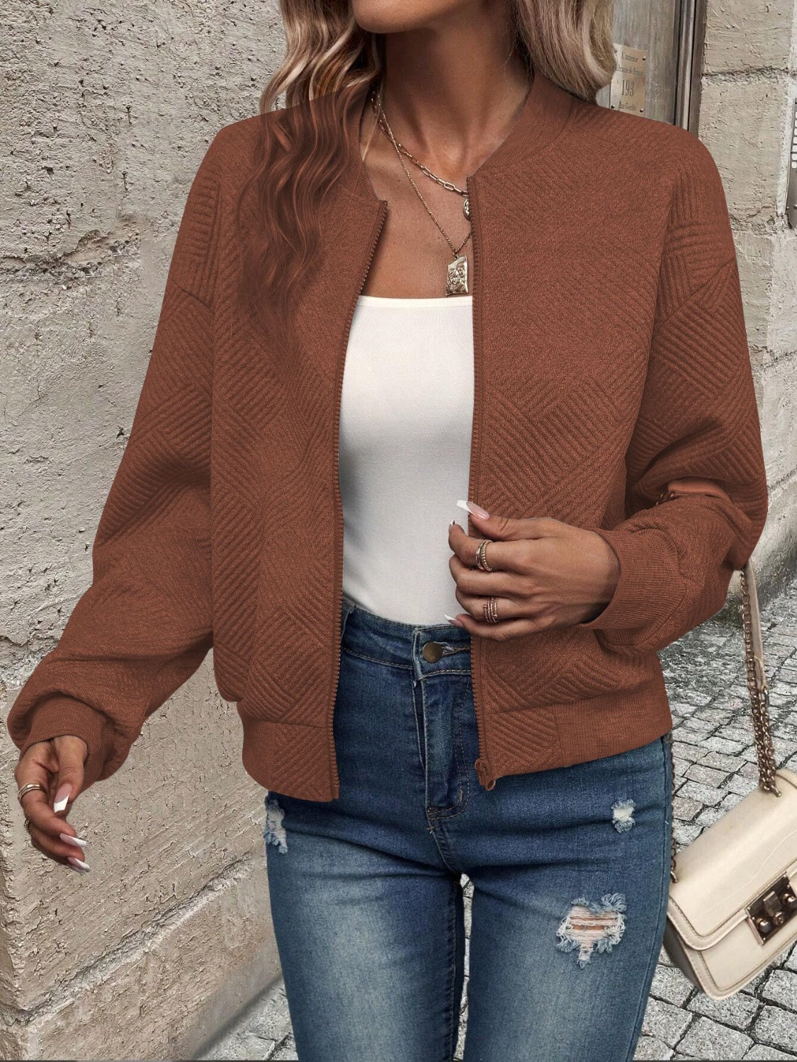 Stefanie | Structured long sleeve jacket with zip fastening - Image 18
