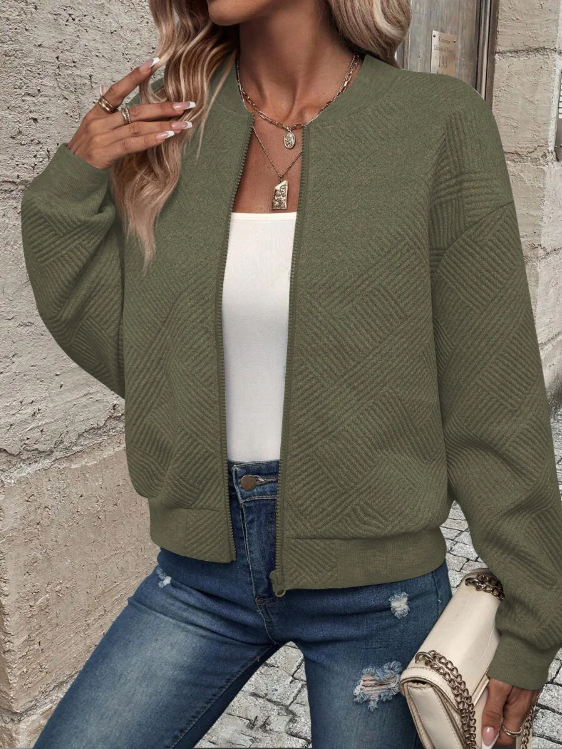 Stefanie | Structured long sleeve jacket with zip fastening - Image 23