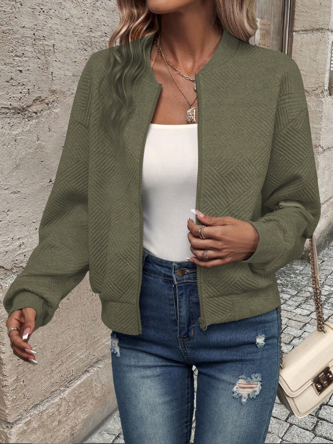 Stefanie | Structured long sleeve jacket with zip fastening - Image 25