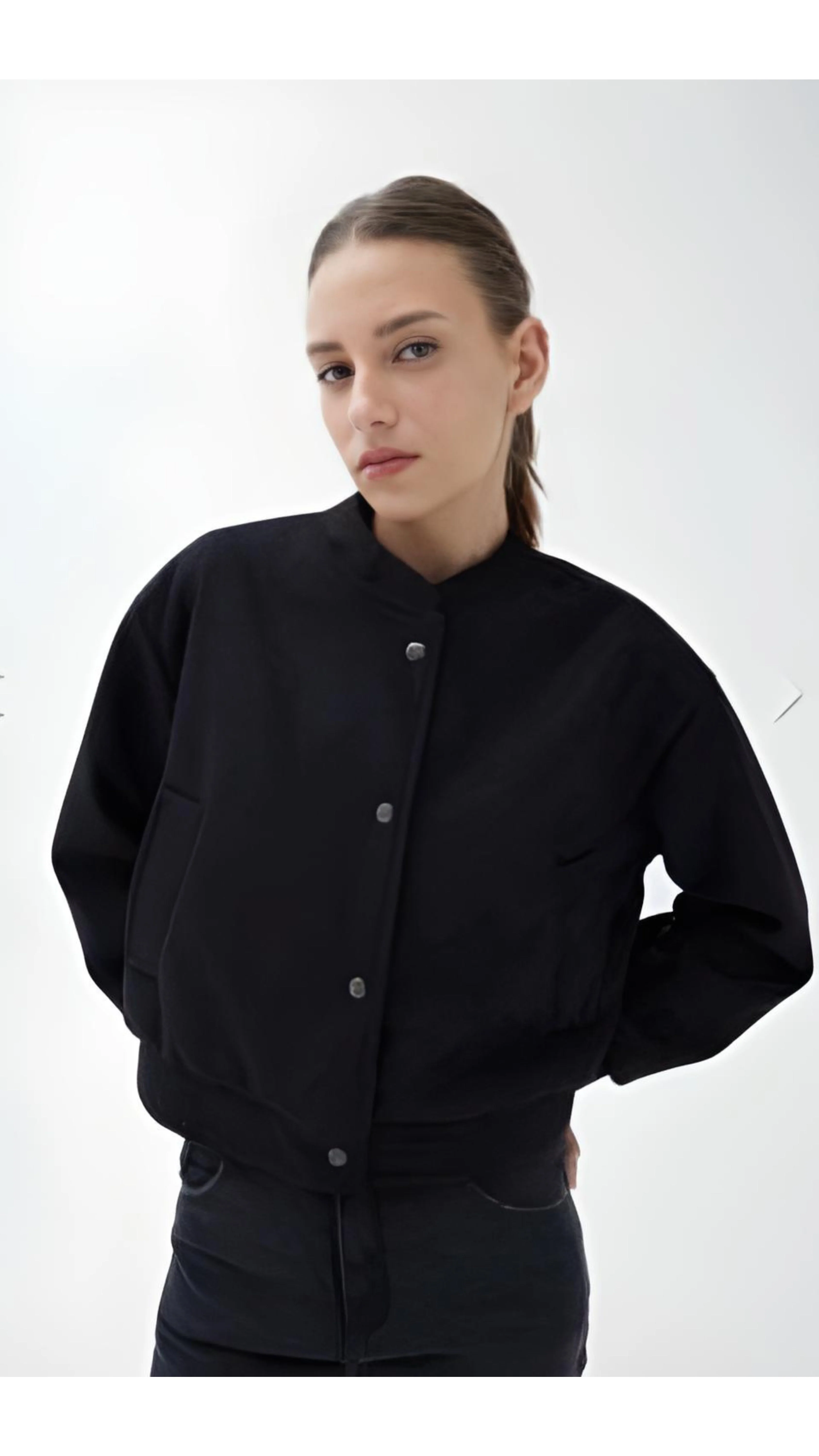 Stella | Bomber jacket with metal print buttons - Image 7