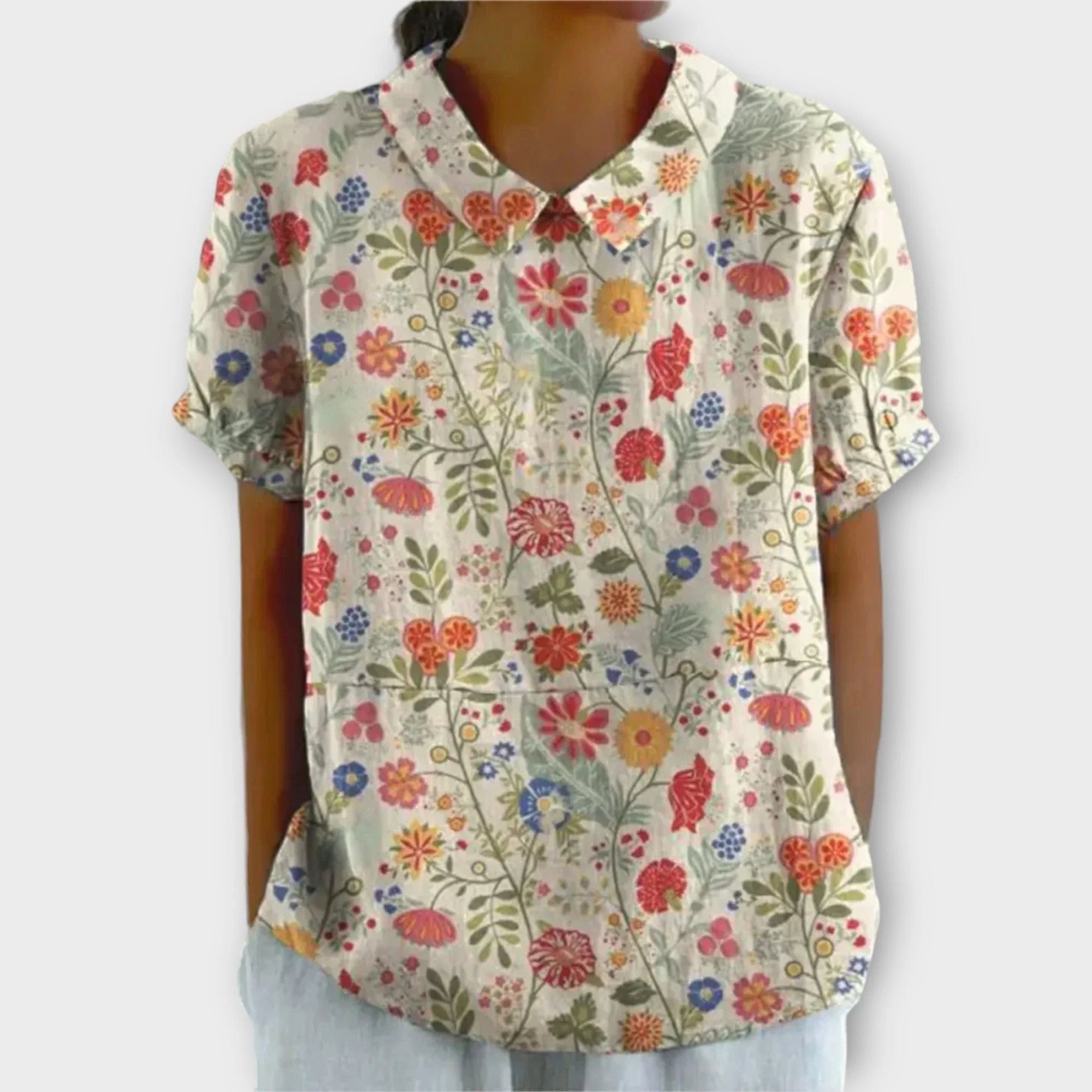 Stella® | Floral Cotton And Linen Blouse - Image 2