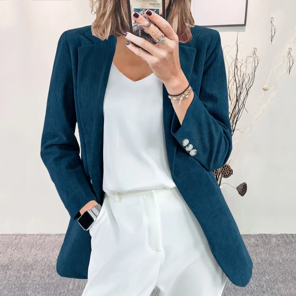 Stella | Women's corduroy cardigan-style winter jacket - Image 2