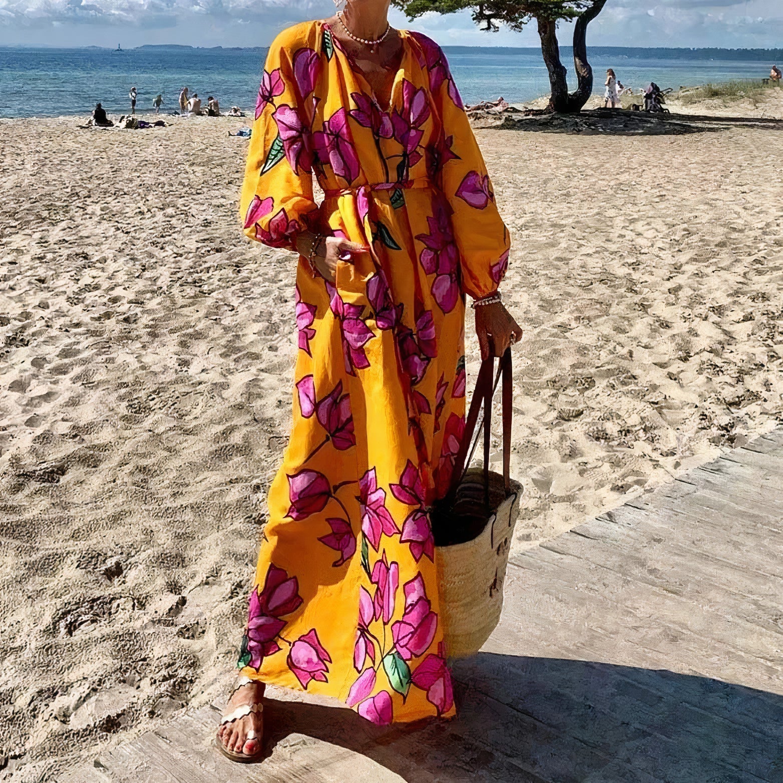 Tamar® | Deep V-Neck Maxi Dress With Floral Print - Image 3