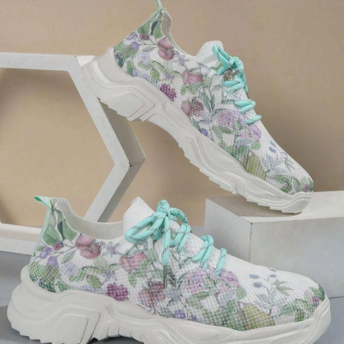 Tamar® | Floral Lace-Up Orthopedic Sneakers - Image 2
