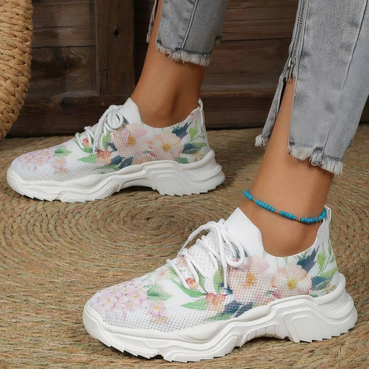 Tamar® | Floral Lace-Up Orthopedic Sneakers - Image 3