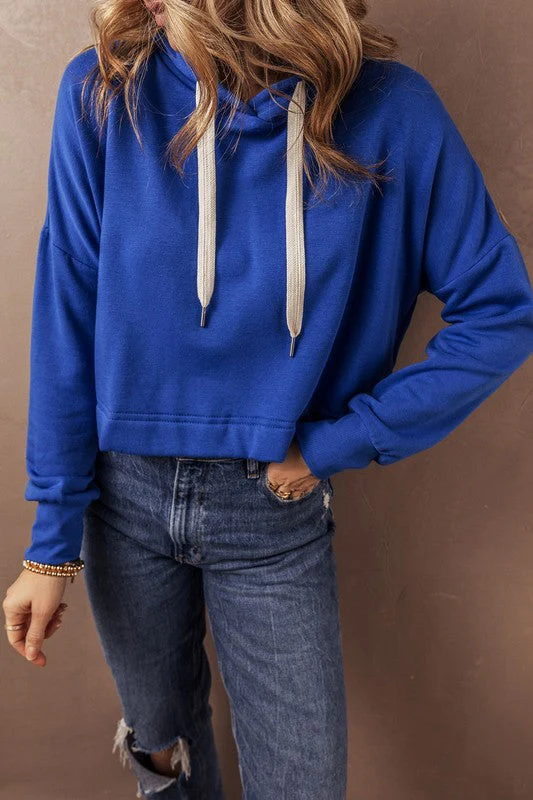 Tamar | Short hoodie with low shoulders and drawstring - Image 2
