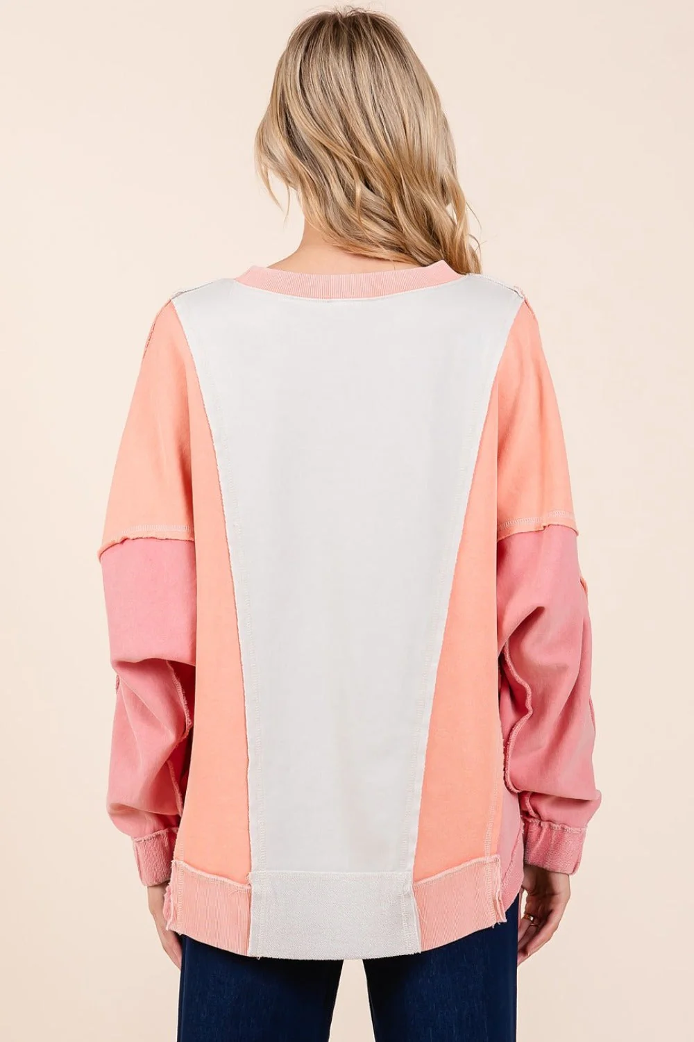 Tamara | Mittoshop Mineral Wash Color Block Sweatshirt - Image 2