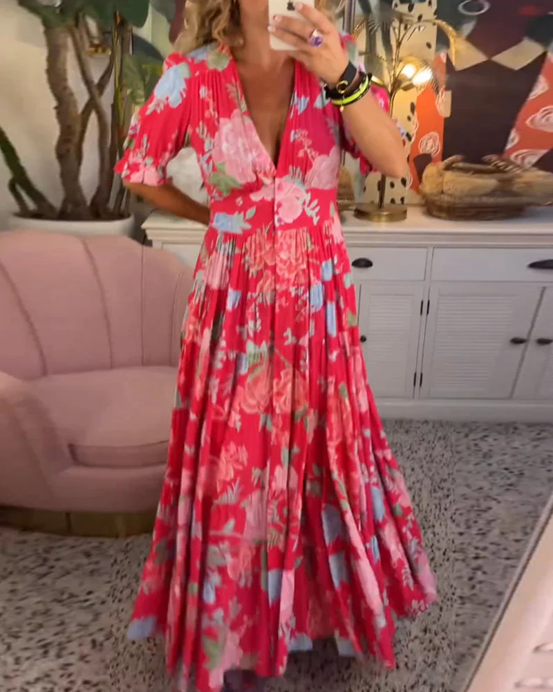 Tania® | Floral Dress A-Line Puff Sleeves - Image 3