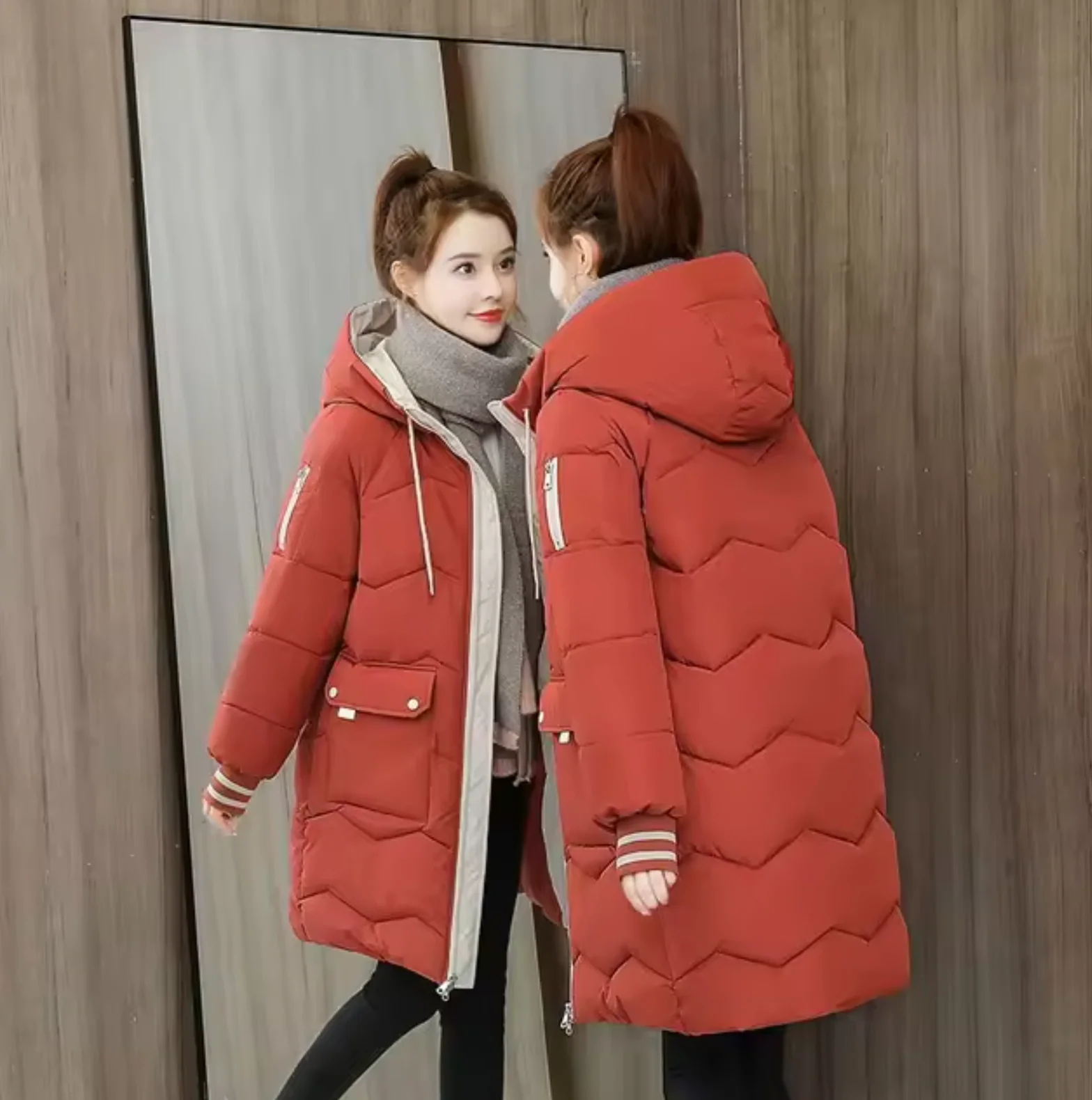 Tania | Long cotton parka coat - Image 5