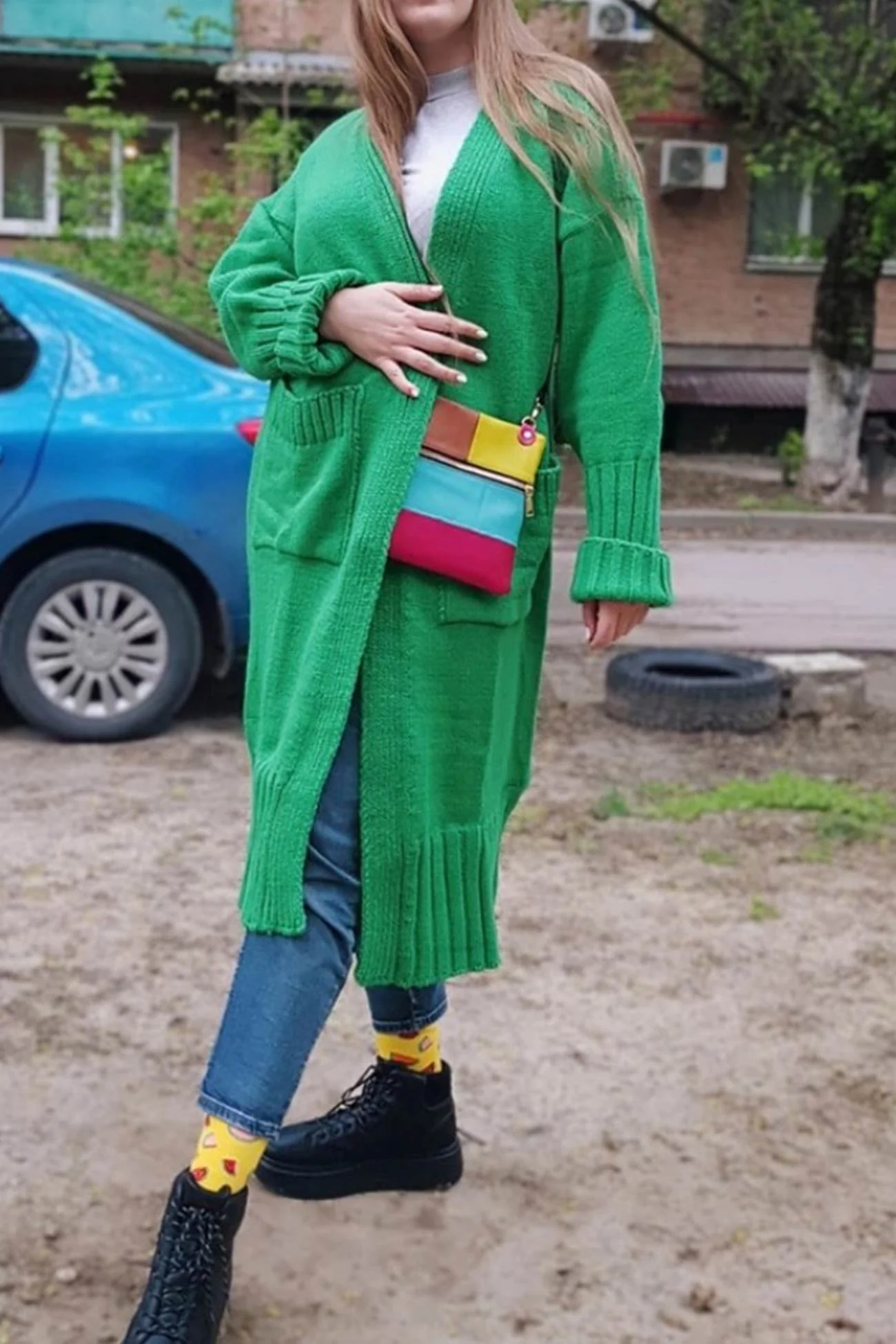 Tania | Long open front cardigan with pockets - Image 5