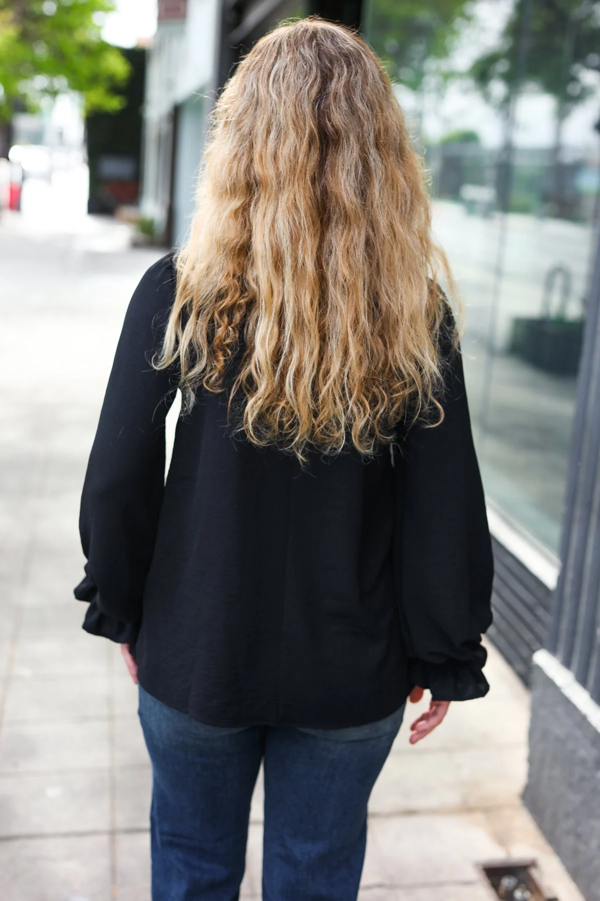 Tatiana | Hello beautiful black smocked woven top with bubble sleeves - Image 11
