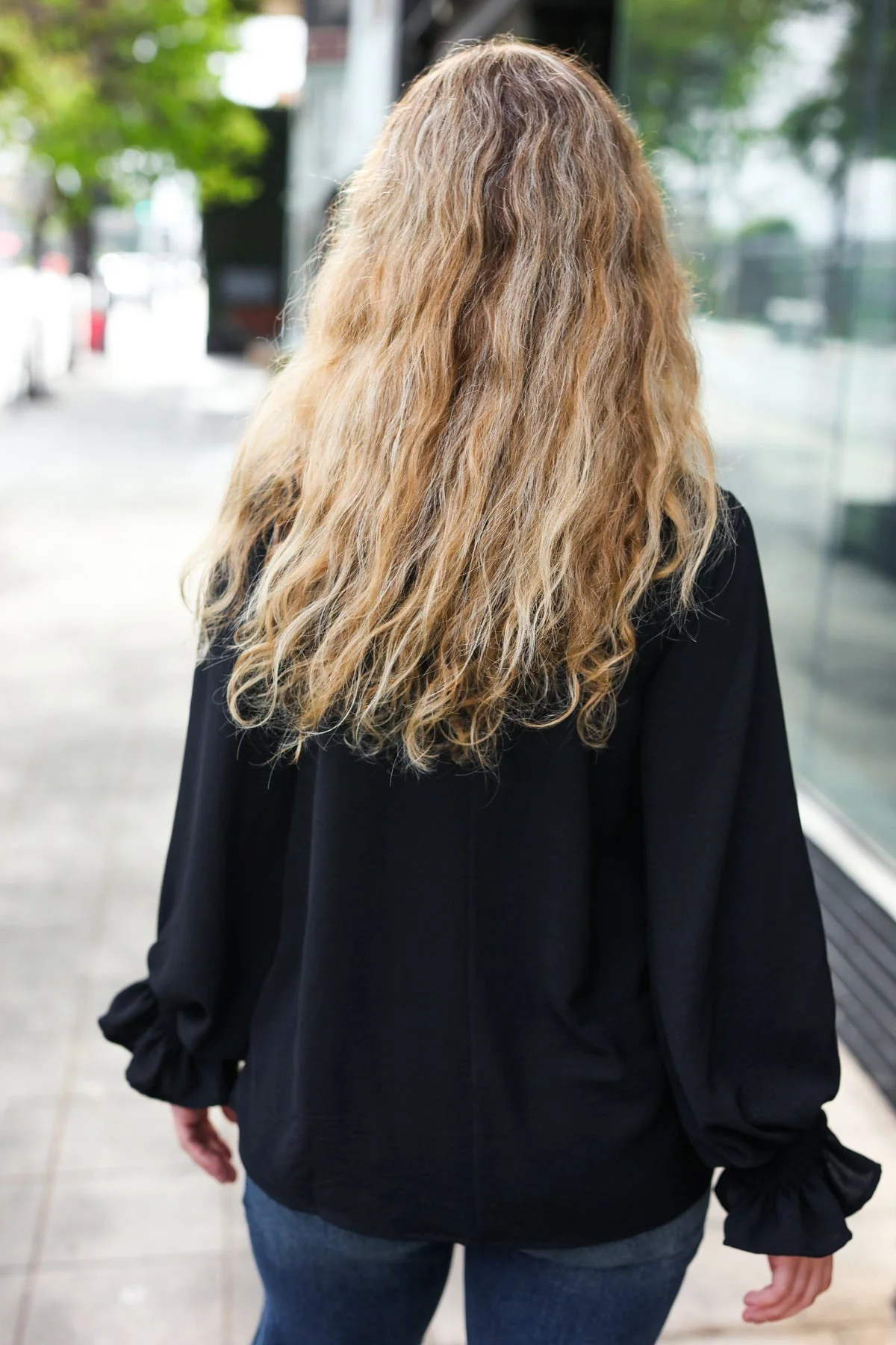 Tatiana | Hello beautiful black smocked woven top with bubble sleeves - Image 4