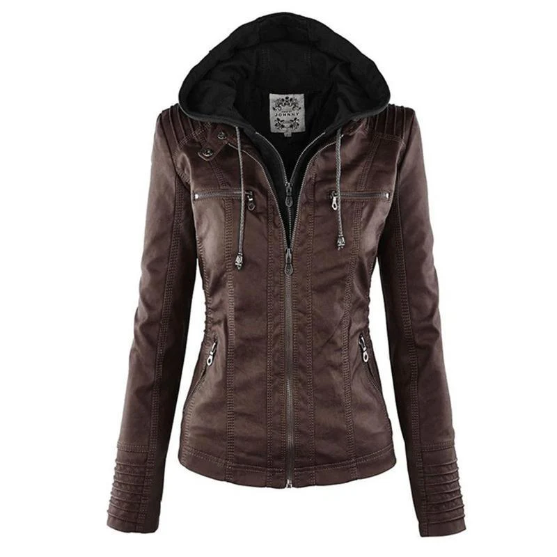 Tatiana | Leather jacket with hood - Image 11