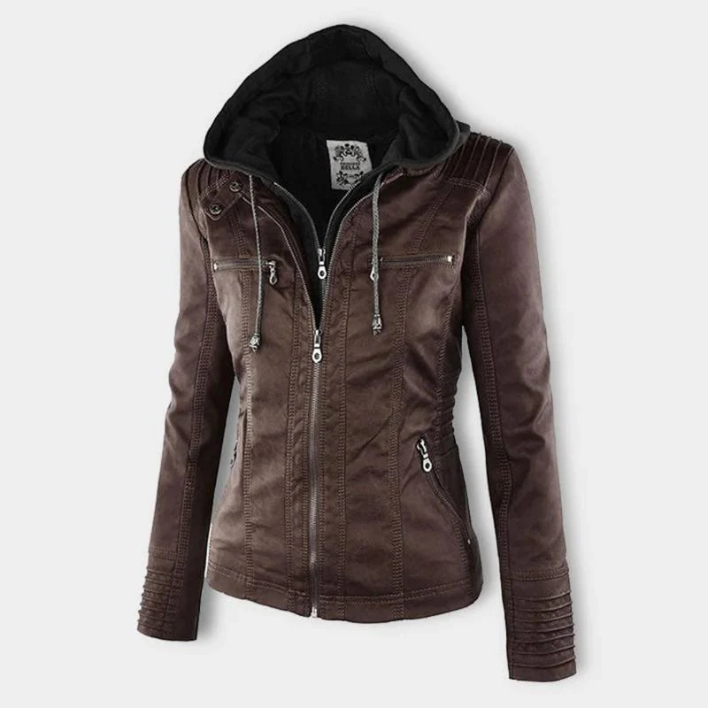Tatiana | Leather jacket with hood - Image 12