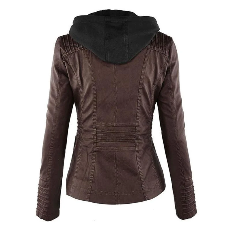 Tatiana | Leather jacket with hood - Image 13