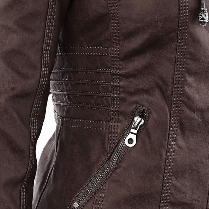 Tatiana | Leather jacket with hood - Image 17