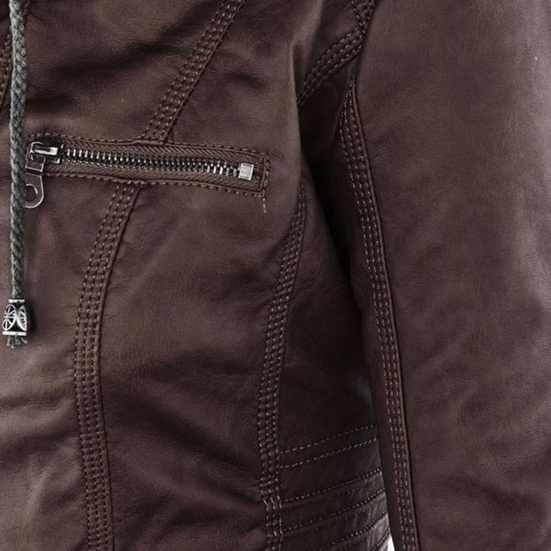 Tatiana | Leather jacket with hood - Image 18