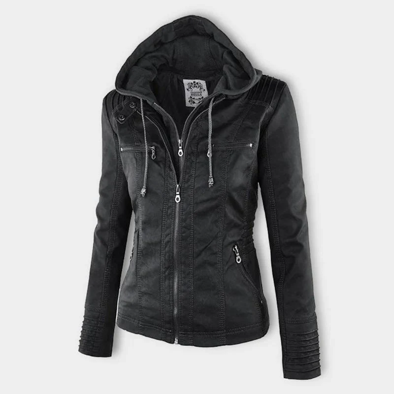 Tatiana | Leather jacket with hood - Image 8