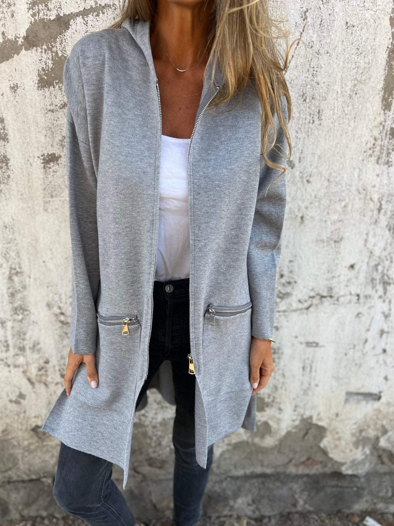 Tatiana | Long sleeve cardigan with zip fastening - Image 9