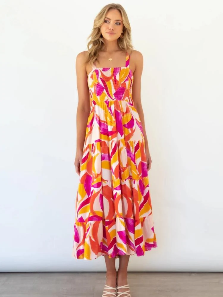 Tatiana® | Printed Tiered Maxi Summer Dress With Ruched Bodice - Image 3