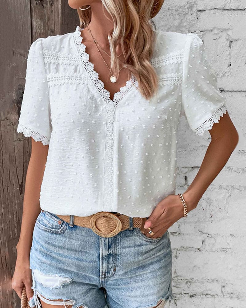 Tatiana® | Short Sleeve Lace Shirt - Image 3