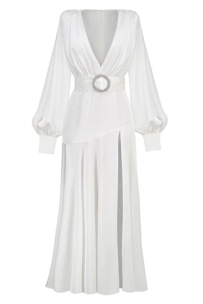 Tatiana® | V-Neck Belted Slit Maxi Dress - Image 6
