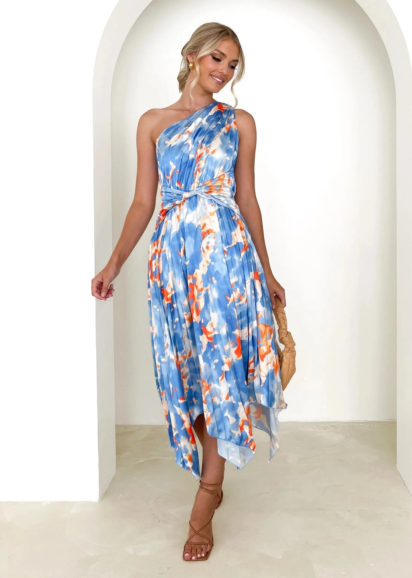 Tatiana® | Women'S Asymmetrical Evening Dress With Floral Design And Waist Belt - Image 8
