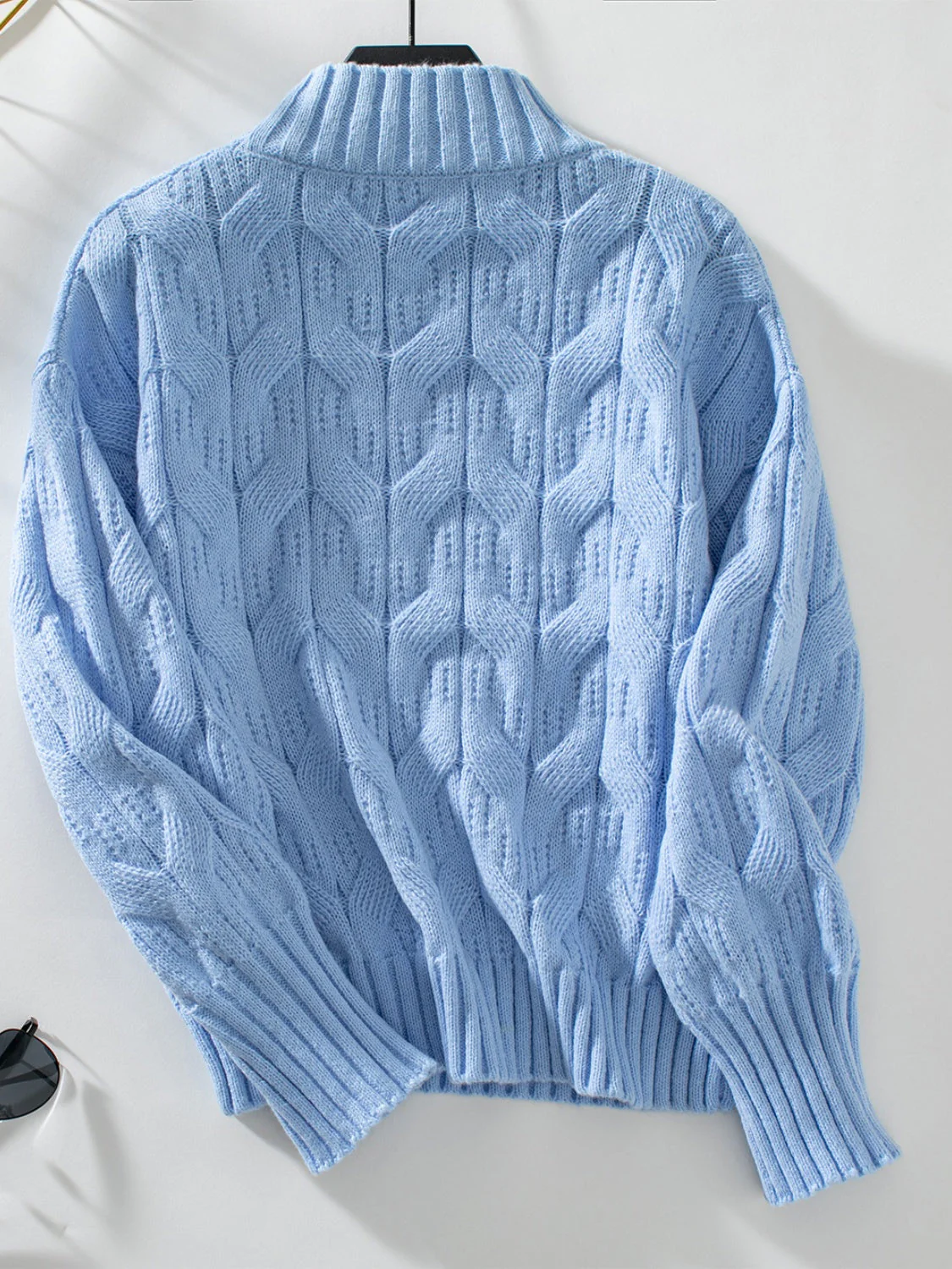 Teodora | Long-sleeved sweater with cable knit and stand-up collar - Image 8