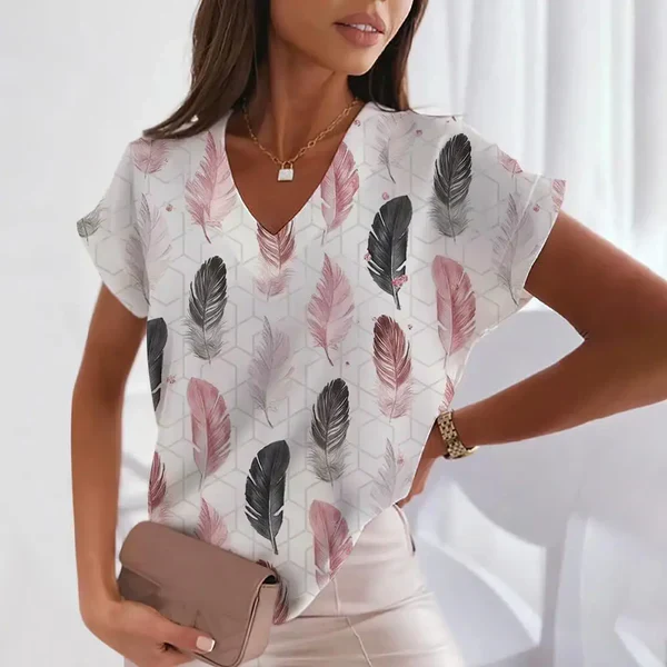 Teodora® | Stylish Blouse With V-Neck And Print - Image 4