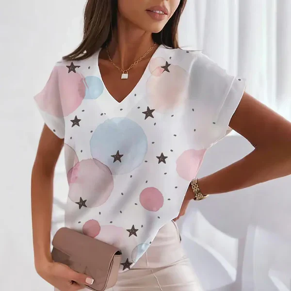 Teodora® | Stylish Blouse With V-Neck And Print - Image 5
