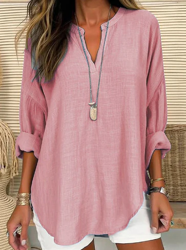 Teresa® | Agnes – Chemise Commuter of high quality with col en V en coton et lin - Image 3