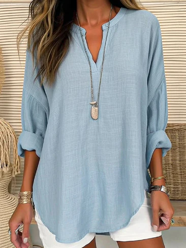 Teresa® | Agnes – Chemise Commuter of high quality with col en V en coton et lin - Image 5