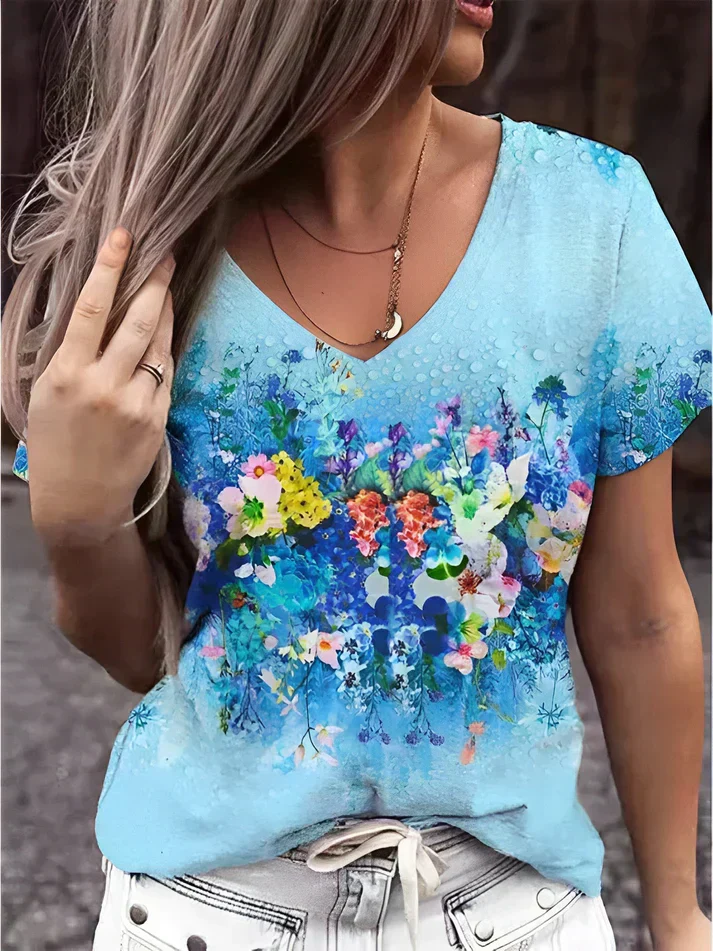 Teresa® | Floral Print V-Neck T-Shirt - Image 3