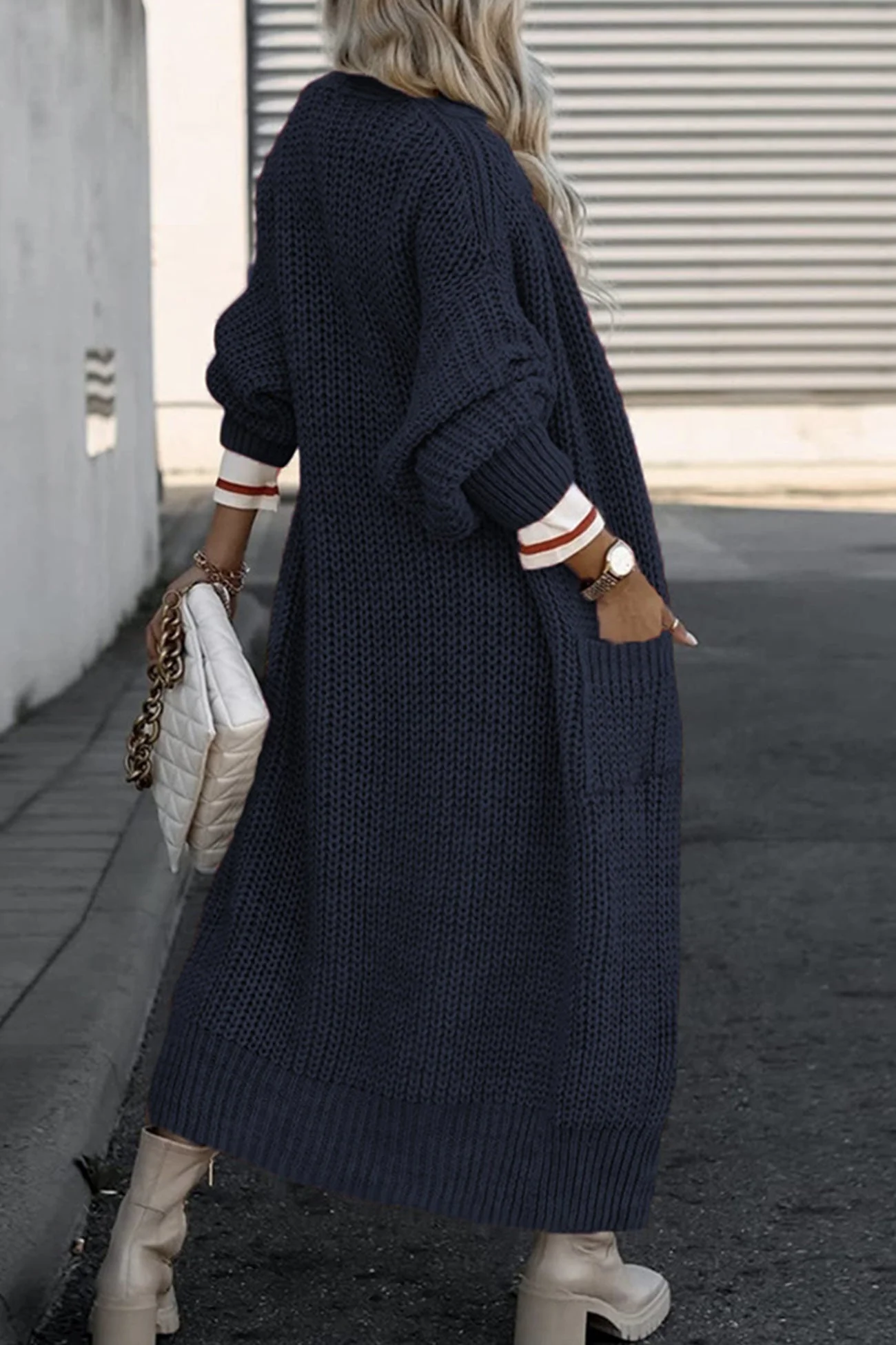 Teresa | Long cardigan with lantern sleeves at the front and pockets - Image 17