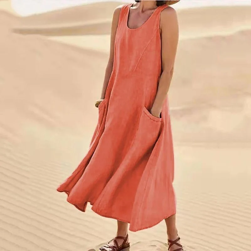 Teresa® | Sleeveless Dress With Pockets Made Of Cotton And For Women - Image 2