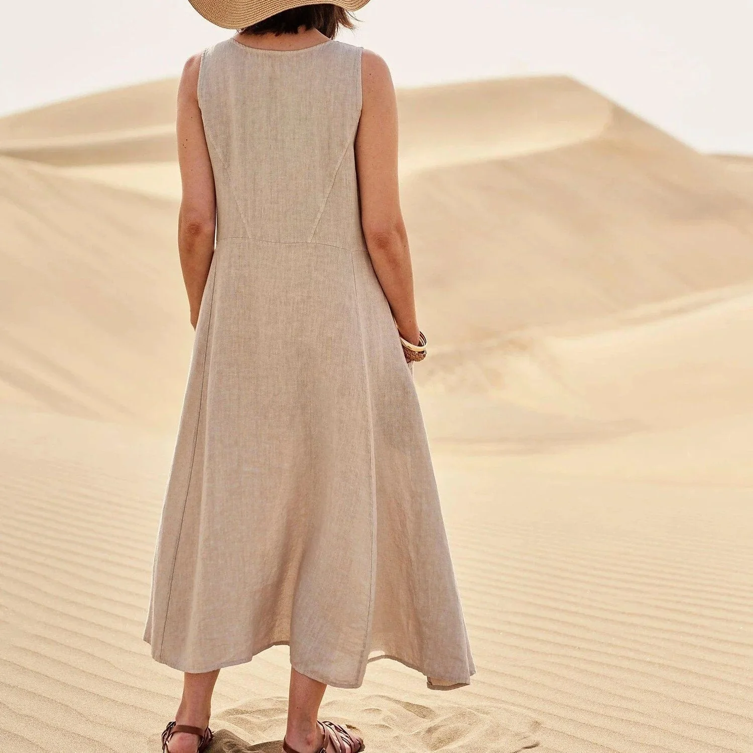 Teresa® | Sleeveless Dress With Pockets Made Of Cotton And For Women - Image 7