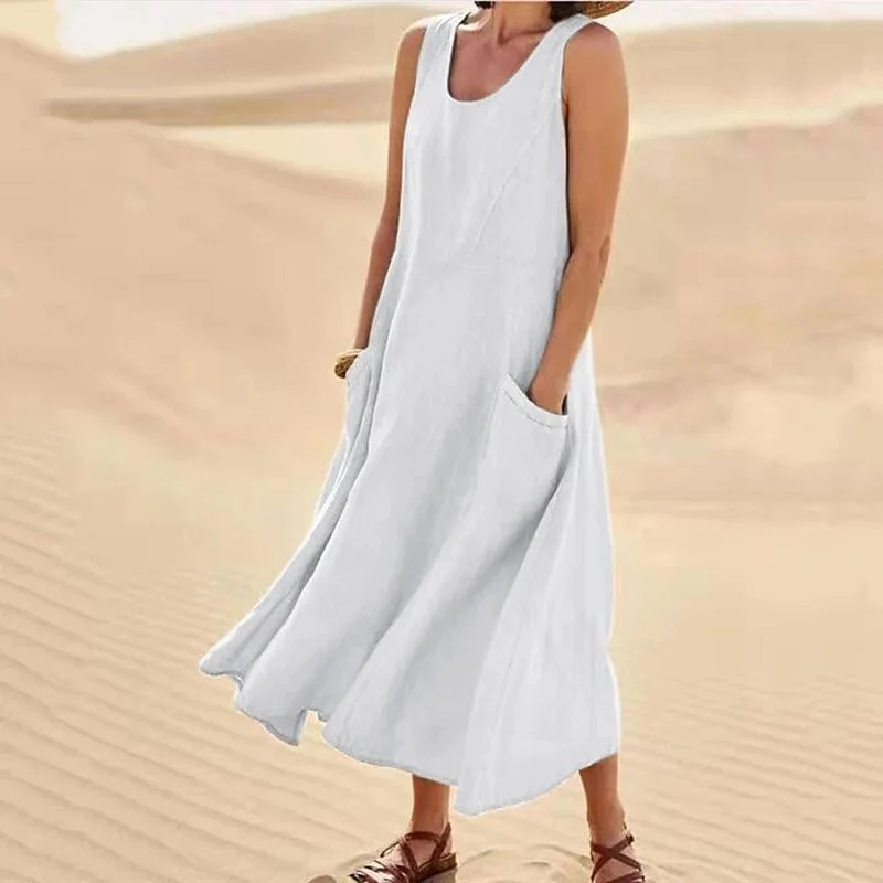 Teresa® | Sleeveless Dress With Pockets Made Of Cotton And For Women - Image 9