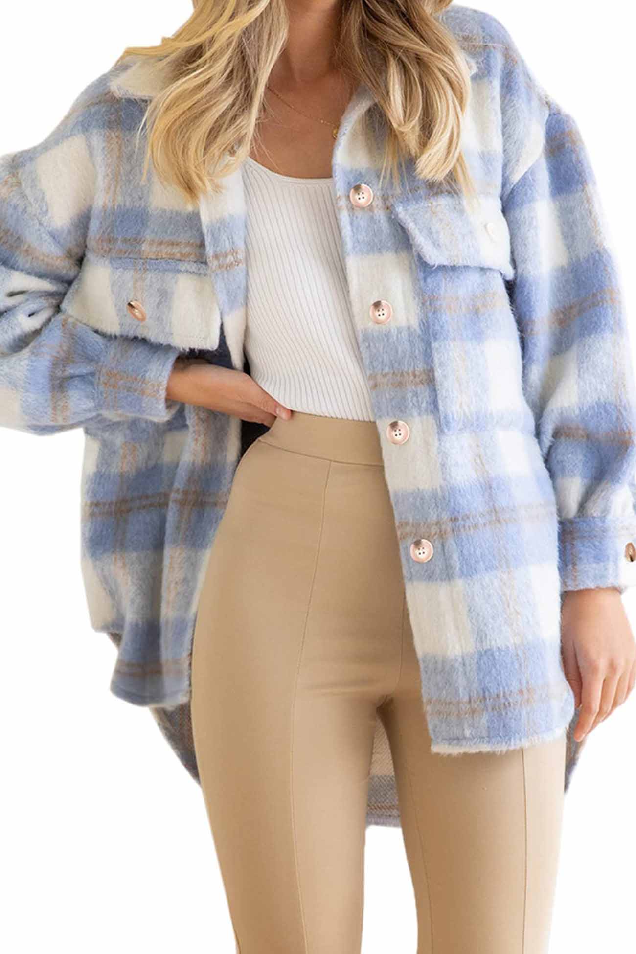 Tereza | Checked mohair coat with buttons - Image 3